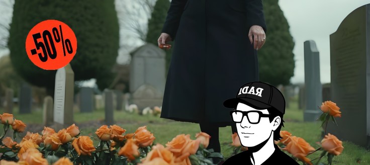 Min väninna placerar rabatterade rosor på sin mammas grav